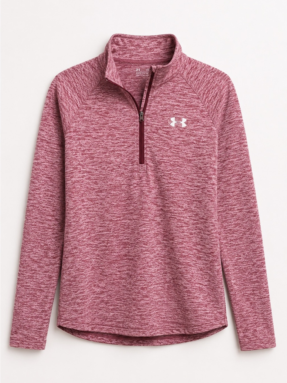 Under Armour Tech Twist Quarter Zip Pullover Med Burgundy Heather Athletic Top - Picture 3 of 12